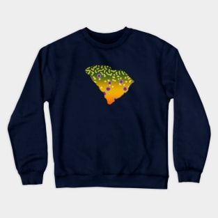 Brook Trout Fish South Carolina State Map Fishing Gifts Crewneck Sweatshirt